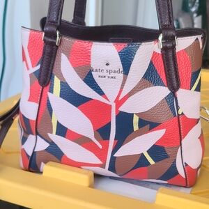 Kate Spade Red and Pink Leaf Shoulder Bag